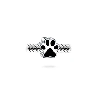 Bling Jewelry Set of 2 Oxidized Silver Dachshund Dog & Black Paw Print Charm Bead Pet Animal Lover