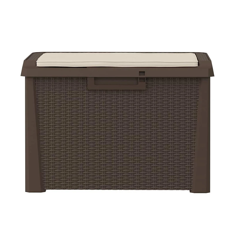 vidaXL Patio Storage Box with Seat Cushion Brown 33 gal Pp