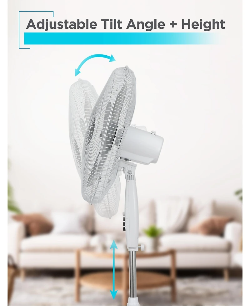Black+Decker 18-Inch Pedestal Fan, BFP18SXW, Oscillating Fan for Home and Office, White