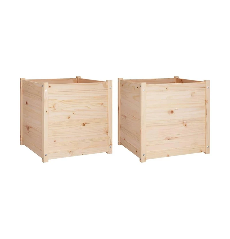 vidaXL Garden Planters 2 pcs 23.6"x23.6"x23.6" Solid Wood Pine
