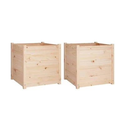 vidaXL Garden Planters 2 pcs 23.6"x23.6"x23.6" Solid Wood Pine