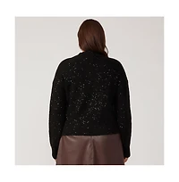 Estelle Plus Size Night Sparkle Black Metallic Crew Neck Sweater Knit