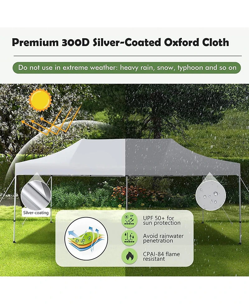Gymax 10 x 20FT Patio Pop-Up Folding Canopy Tent Upf 50+ Instant Sun Shelter