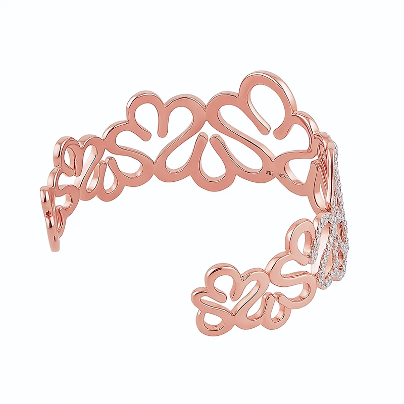 Suzy Levian New York Rose Sterling Silver Cubic Zirconia Swirled Bangle