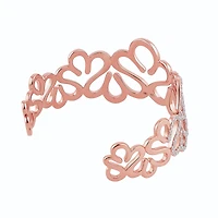 Suzy Levian New York Rose Sterling Silver Cubic Zirconia Swirled Bangle