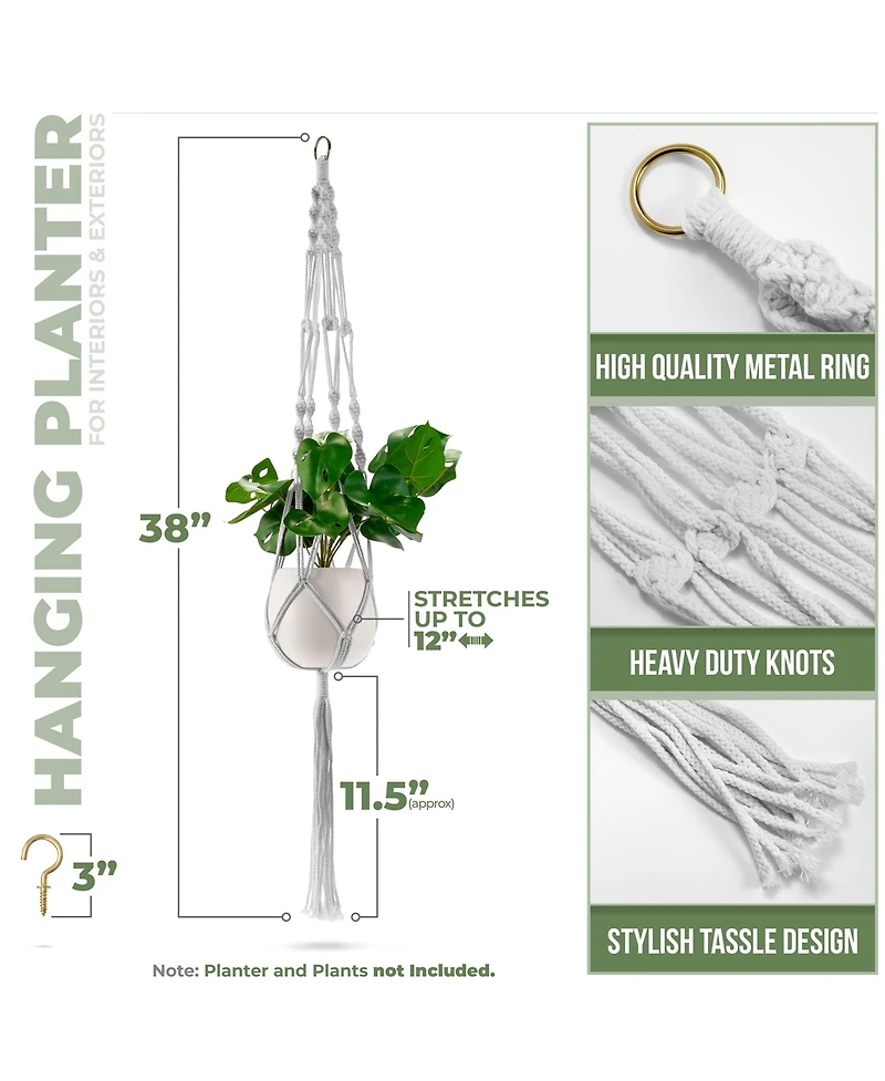 Sorbus Macrame Plant Hanger - for Indoor & Outdoor Hanging - Cotton Rope, for Home, Patio