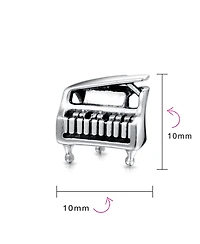 Bling Jewelry Set of 2 Grand Piano & G Clef Musician Charm Bead Oxidized Sterling Silver