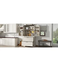 Casainc Modern Farmhouse Wooden Cabinet with Sturdy Frame, Storage Divider & Drawers for Living Room and Office