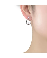 Genevive Sterling Silver White Gold Plating with Clear Cubic Zirconia Pear Drop Earring