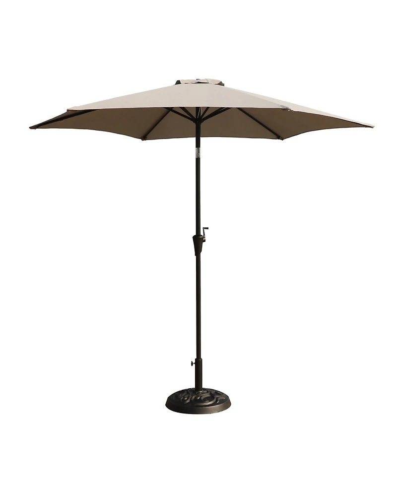 Flynama 8.8 feet Outdoor Aluminum Patio Umbrella,Market Umbrella with 33 pounds Round Resin Umbrella Base, Push Button Tilt and Crank lift