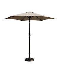 Flynama 8.8 feet Outdoor Aluminum Patio Umbrella,Market Umbrella with 33 pounds Round Resin Umbrella Base, Push Button Tilt and Crank lift