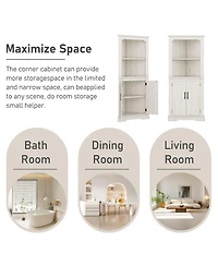 Casainc Tall Corner Cabinet with Doors, Multi-Room Storage for Living Room, Bathroom, Dining Kitchen