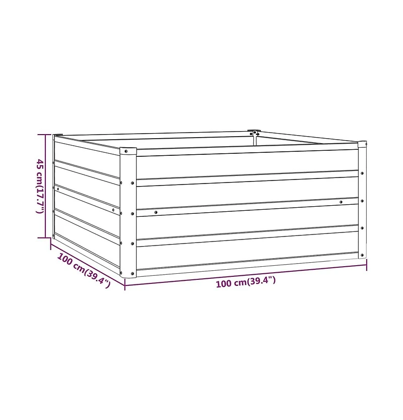 vidaXL Garden Raised Bed Rusty 39.4"x39.4"x17.7" Corten Steel