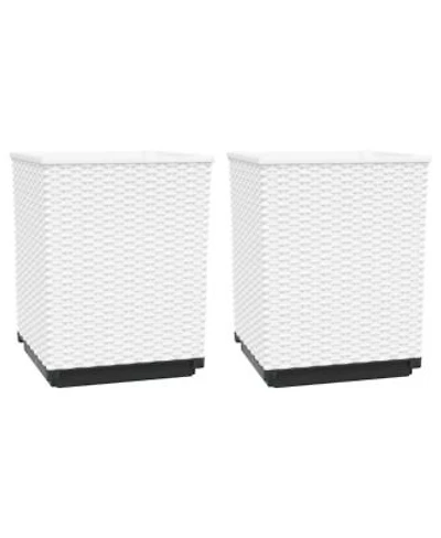 Vidaxl Planters 2 Pcs White 11.8 X22x11.8 X22x14.6 X22 Polypropylene