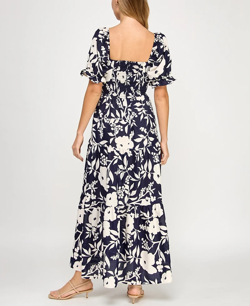 Trixxi Juniors' Woven Printed Fit & Flare Dress