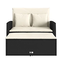 vidaXL Patio Sofa with Cushions 2-Seater Poly Rattan