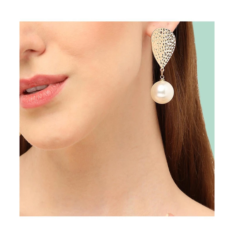Sohi Women's Silver Snowball Drop Earrings