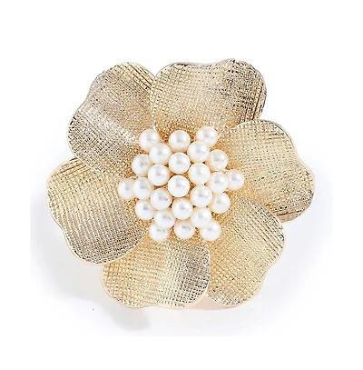 Sohi Women's Gold Metallic Flora Statement Ring