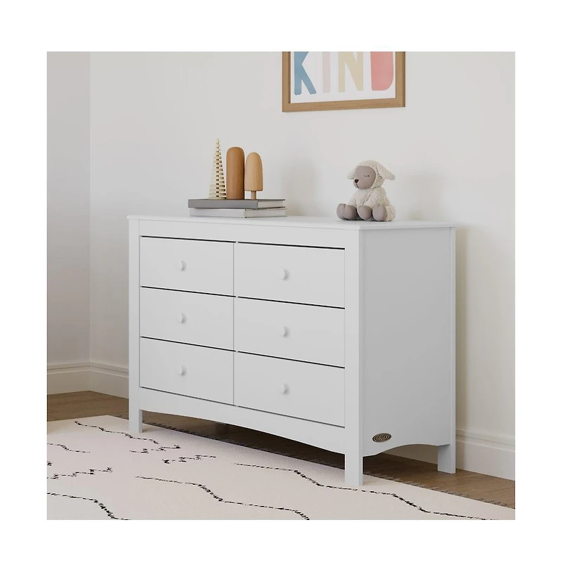 Graco Noah 6 Drawer Double Dresser (White) - 6 Drawer Double Dresser for Kids
