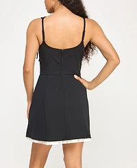 Row A Juniors' Scuba Crepe Sleeveless A-line Dress
