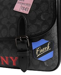 Coach Men's Hitch Signature Canvas with Patches Messenger Bag