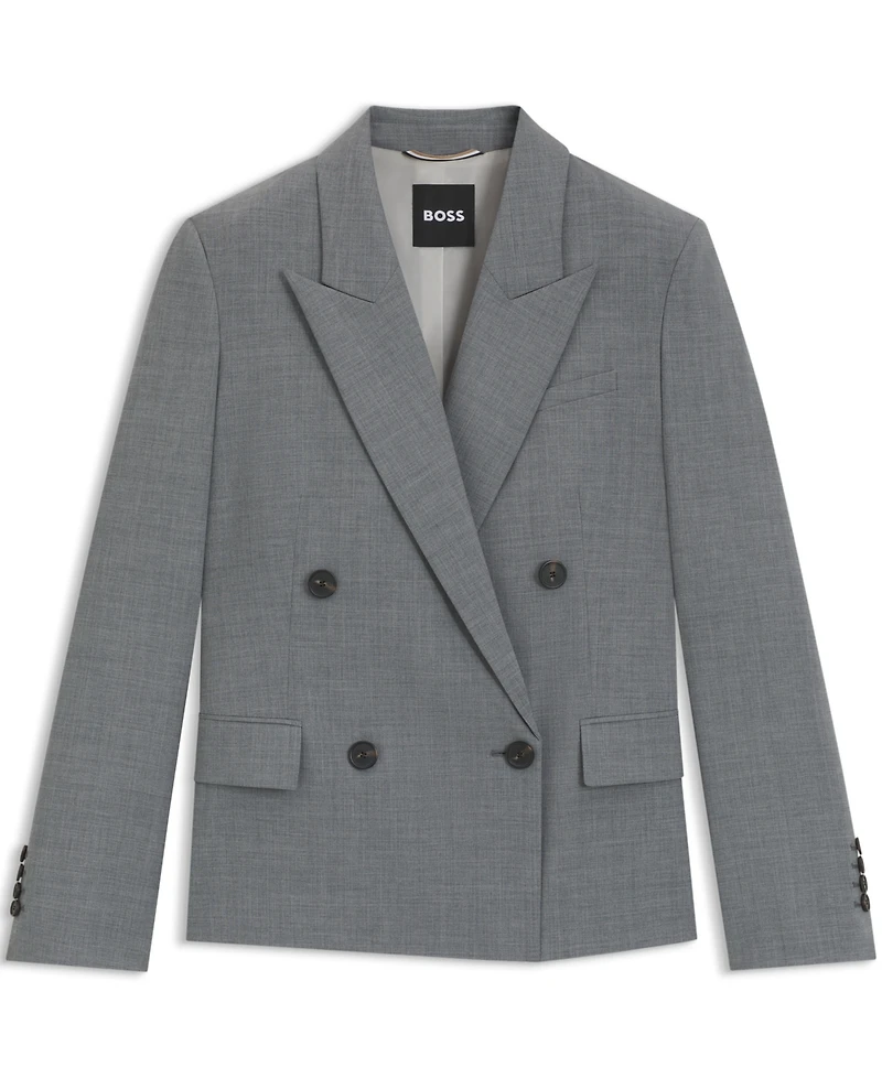 Boss by Hugo Women's Melange Virgin Wool Double-Breasted Blazer