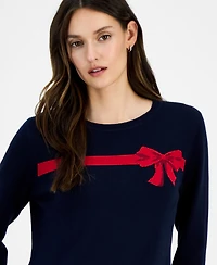 Nautica Jeans Women's Cotton Jacquard-Bow Sweater