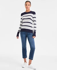 Nautica Jeans Women's Mixed Stripe Crewneck Sweater