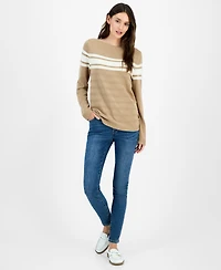 Nautica Jeans Women's Cotton Boat-Neck Textured Sweater
