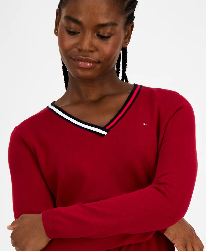 Tommy Hilfiger Women's Cotton V-Neck Sweater