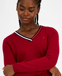Tommy Hilfiger Women's Cotton V-Neck Sweater