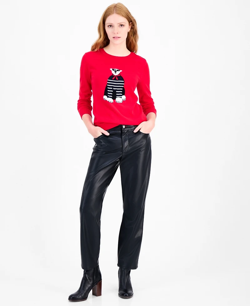 Tommy Hilfiger Women's Cotton Sunglasses Bear Crewneck Sweater