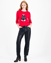 Tommy Hilfiger Women's Cotton Sunglasses Bear Crewneck Sweater