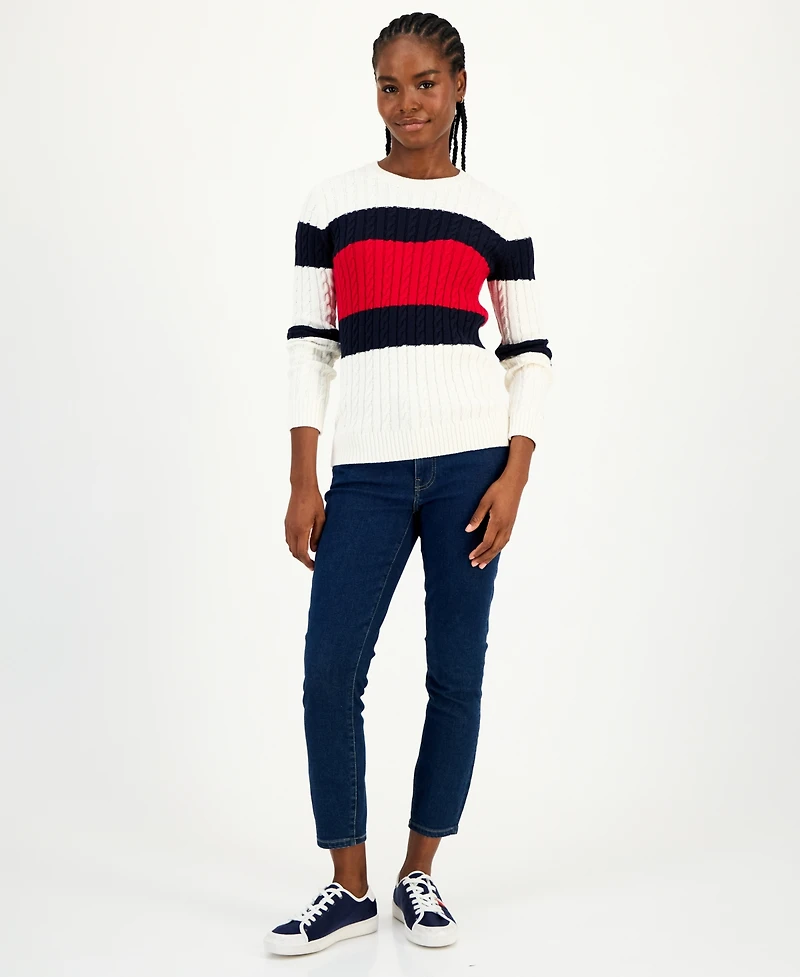 Tommy Hilfiger Women's Cotton Flag Cable Knit Sweater