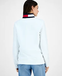 Tommy Hilfiger Women's Quarter Zip Embroidered Logo Sweatshirt