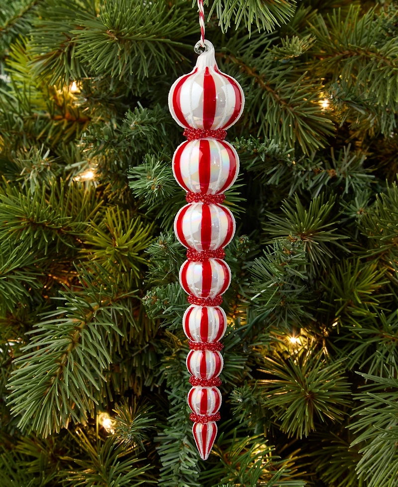 Holiday Lane Christmas Cheer Red Stripe Finial Ornament, Macy's Exclusive