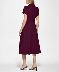 Calvin Klein Women's Scuba Crepe Belted Shirtdress