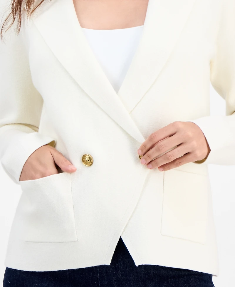 I.n.c. International Concepts Petite Double-Breasted Patch Pocket Sweater, Macy's Exclusive