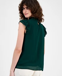 Ak Anne Klein Women's Printed Flutter-Sleeve Top