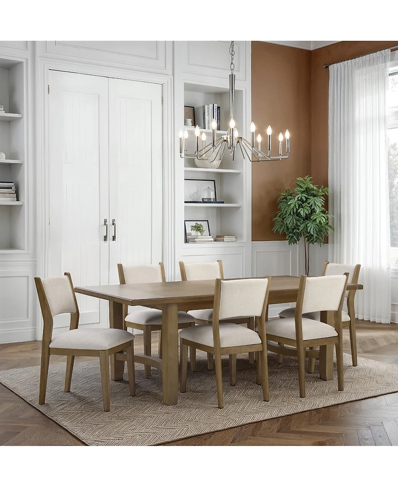 Nordic 7-Pc Dining Set (Table + 6 Upholstered Side Chairs)