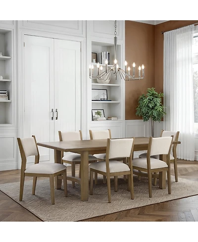 Nordic 7-Pc Dining Set (Table + 6 Upholstered Side Chairs)