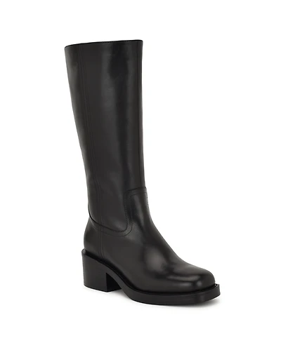 Nine West Women's Broklyn Tall Leather Block Heel Boots