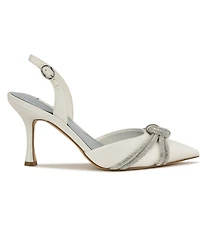 Nine West Women's Deby Bridal Satin Embellished Slingback Pumps