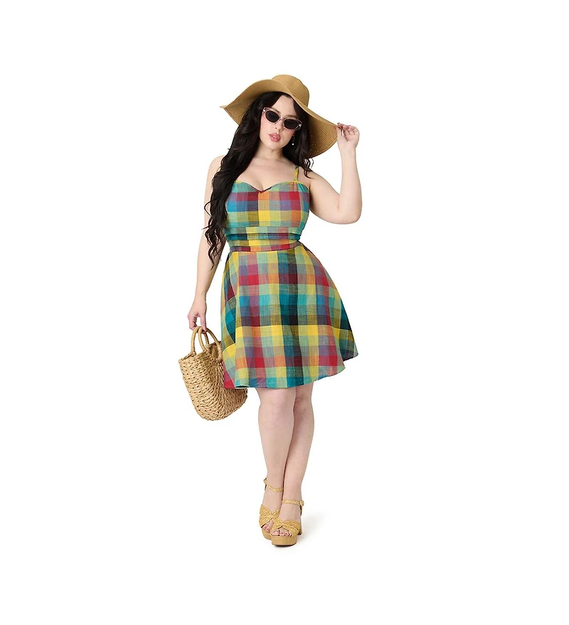 Unique Vintage Plus 1950s Sleeveless Cotton Flare Dress
