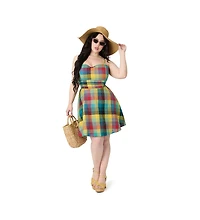 Unique Vintage Plus 1950s Sleeveless Cotton Flare Dress