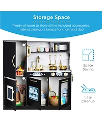 Best Choice Products Pretend Play Kitchen Wooden Toy Set for Kids w/ Telephone, Utensils, Oven, Microwave