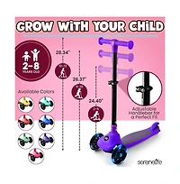3-Wheel Foldable Kids Scooter - Child Toy Scooter with Built-in Led Wheel Lights, and Easy Maneuvering