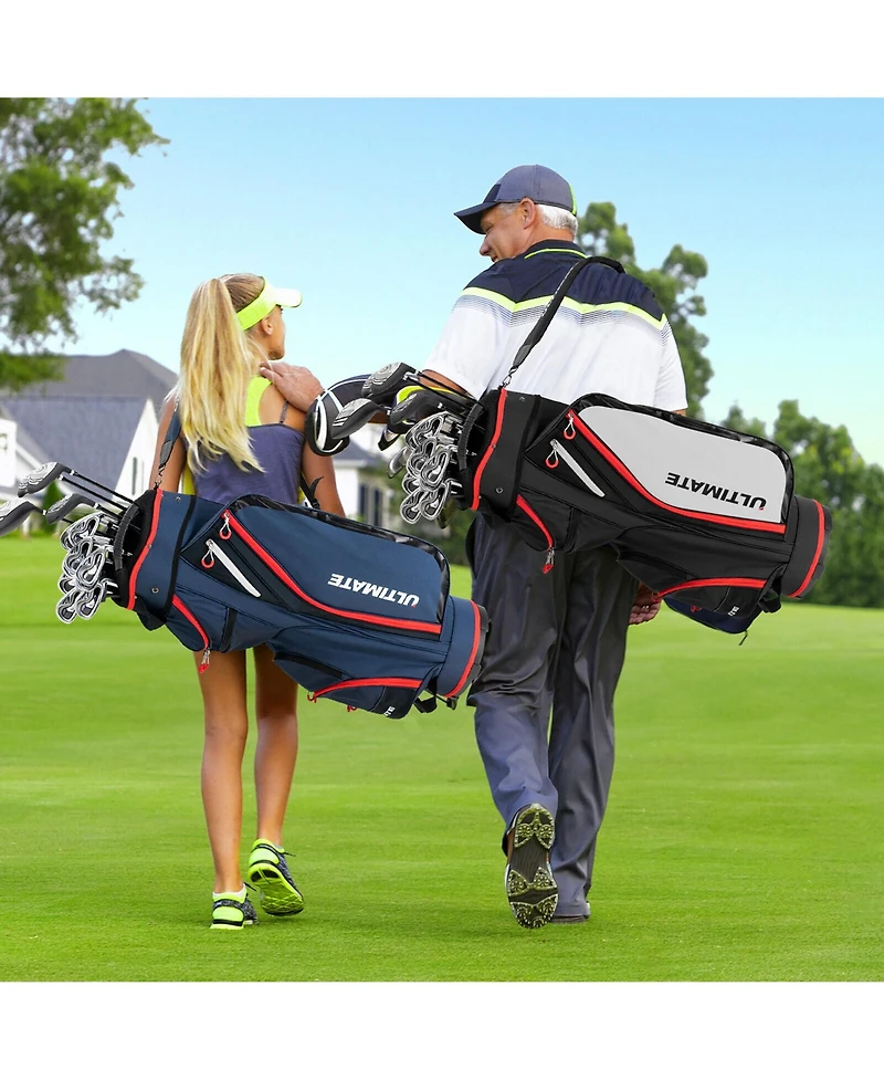 Gymax 9.5" Golf Cart Bag w/14 Divider Rain Hood Cooler 8 Pockets