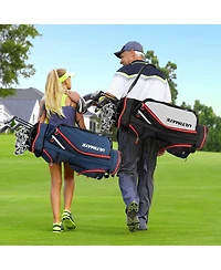 Gymax 9.5" Golf Cart Bag w/14 Divider Rain Hood Cooler 8 Pockets