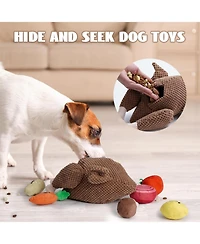 Nocciola 7-in-1 Turkey Dog Toy,Big Turkey Puzzle Toy with 6 Squeaky Veggie Plush Toy, Interactive Enrichment Dog Toys for All Breeds
